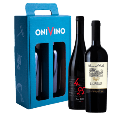 caixa de presente com dois vinhos italianos